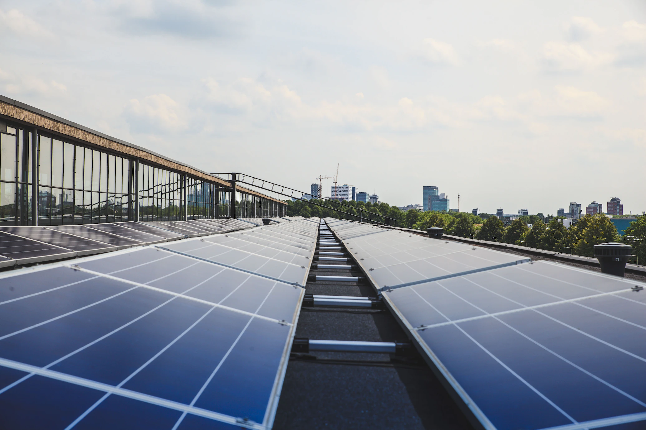 solar panels powering a city